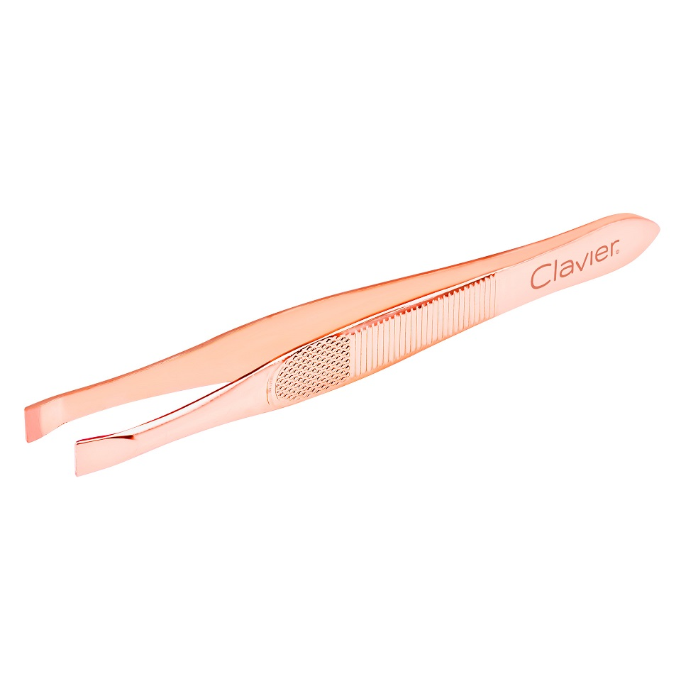 Pęseta do brwi, rzęs, profesjonalna Clavier, rose gold